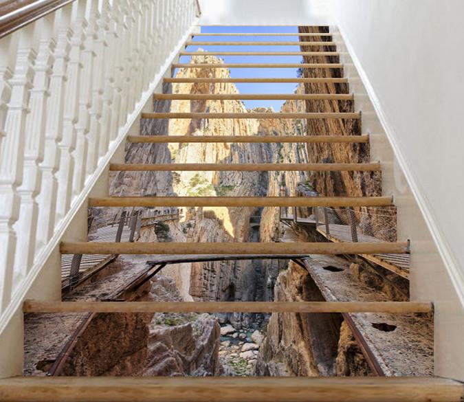 3D Mountain Plank Road 396 Stair Risers Wallpaper AJ Wallpaper 