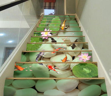 3D Fishes And Cobblestones 552 Stair Risers Wallpaper AJ Wallpaper 