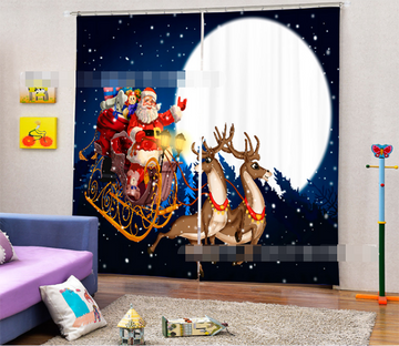 3D Santa Claus And Full Moon 2016 Curtains Drapes Wallpaper AJ Wallpaper 