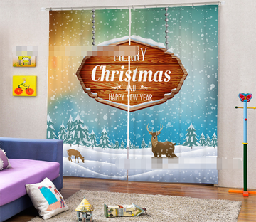 3D Christmas Deers 1396 Curtains Drapes Wallpaper AJ Wallpaper 