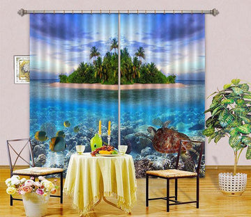 3D Sea Island Scenery Curtains Drapes Wallpaper AJ Wallpaper 
