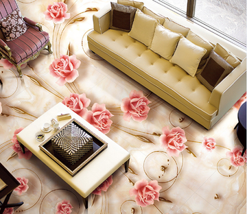 3D Pink Blossoms Floor Mural Wallpaper AJ Wallpaper 2 