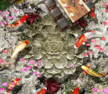 3D Metal Lotus Floor Mural Wallpaper AJ Wallpaper 2 