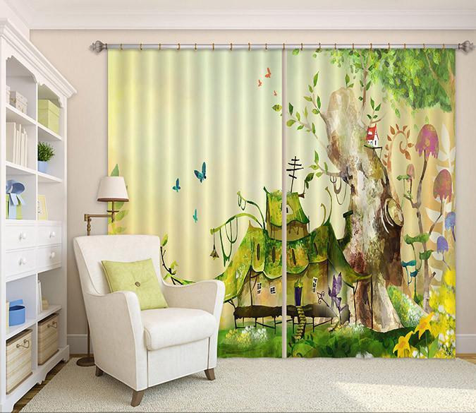 3D Lovely House 162 Curtains Drapes Wallpaper AJ Wallpaper 