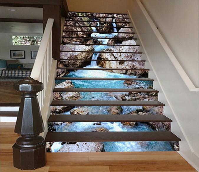 3D Flowing Creek 1644 Stair Risers Wallpaper AJ Wallpaper 
