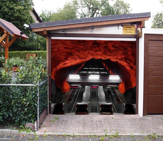 3D Underground Escalator 144 Garage Door Mural Wallpaper AJ Wallpaper 