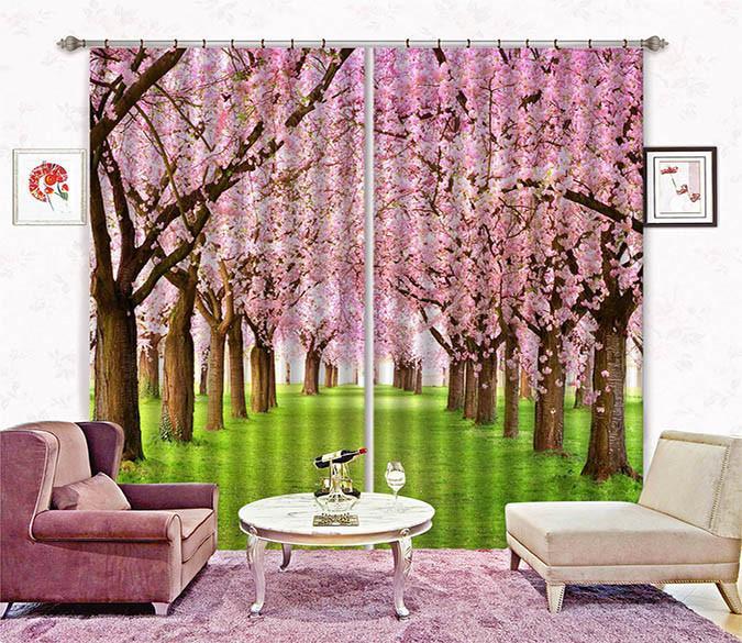 3D Grassland Flowering Trees 180 Curtains Drapes Wallpaper AJ Wallpaper 