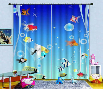 3D Sea Swimming Fishes 740 Curtains Drapes Wallpaper AJ Wallpaper 