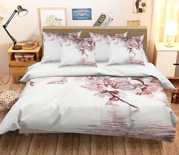 3D Peach Flowers Butterflies 346 Bed Pillowcases Quilt Wallpaper AJ Wallpaper 