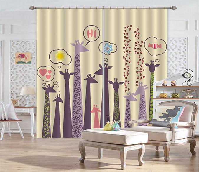 3D Giraffes Pattern 678 Curtains Drapes Wallpaper AJ Wallpaper 
