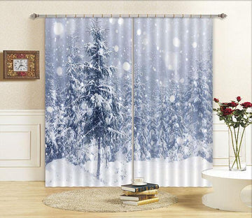 3D Snowing Forest 555 Curtains Drapes Wallpaper AJ Wallpaper 