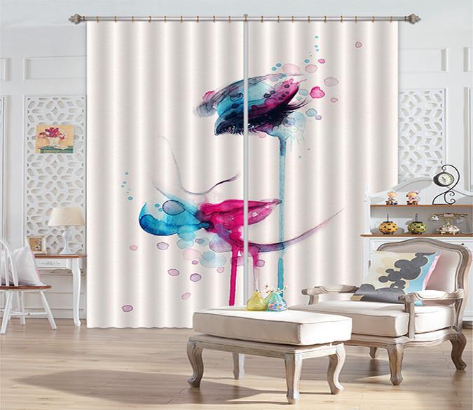3D Colorful Graffiti Woman 595 Curtains Drapes Wallpaper AJ Wallpaper 