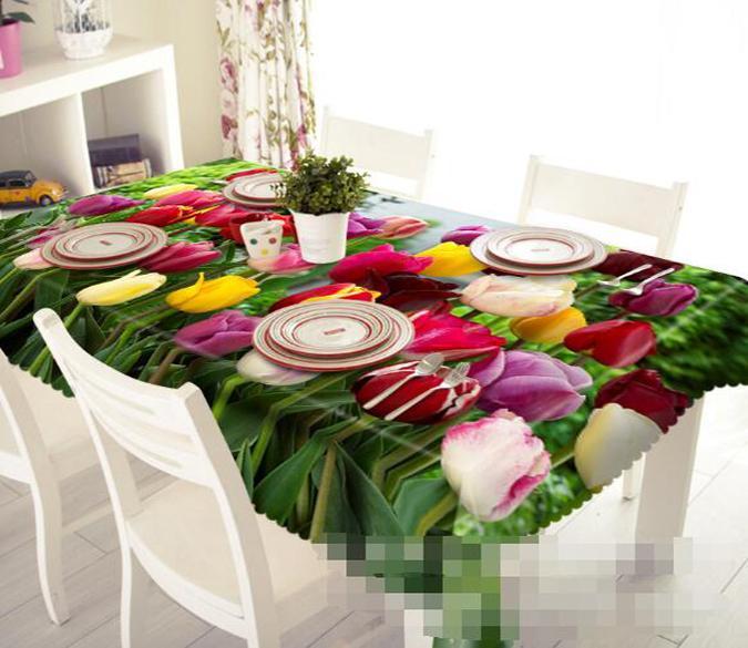 3D Tulip Flowers 1299 Tablecloths Wallpaper AJ Wallpaper 