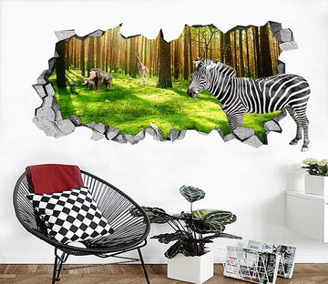 3D Forest Animals 114 Broken Wall Murals Wallpaper AJ Wallpaper 