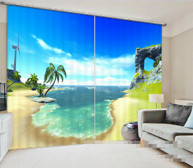3D Sea Bay Scenery 948 Curtains Drapes Wallpaper AJ Wallpaper 
