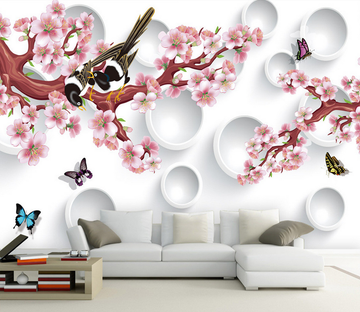 Blooming Branches And Circles Wallpaper AJ Wallpaper 