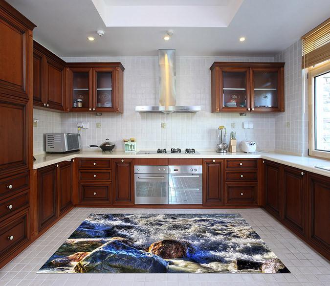 3D Seaside Stones Kitchen Mat Floor Mural Wallpaper AJ Wallpaper 