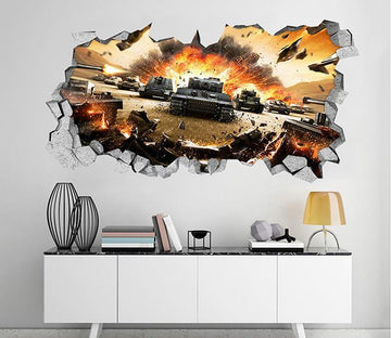 3D Tank Battlefield 45 Broken Wall Murals Wallpaper AJ Wallpaper 