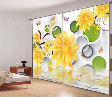 3D Rings And Flowers 932 Curtains Drapes Wallpaper AJ Wallpaper 