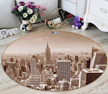 3D New York Buildings 55 Round Non Slip Rug Mat Mat AJ Creativity Home 