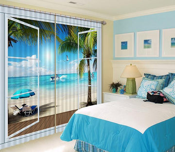 3D Sea Beach Door 436 Beach Curtains Drapes Wallpaper AJ Wallpaper 