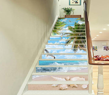 3D Sea Beach Seagulls 1518 Stair Risers Wallpaper AJ Wallpaper 