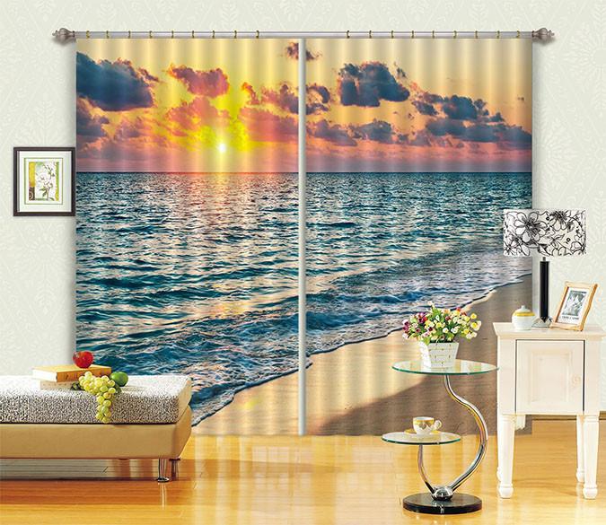 3D Pretty Sea Sunset 131 Curtains Drapes Wallpaper AJ Wallpaper 