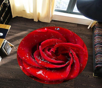 3D Red Rose 42 Round Non Slip Rug Mat Mat AJ Creativity Home 