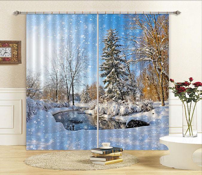 3D Snow Scenery Curtains Drapes Wallpaper AJ Wallpaper 