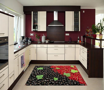 3D Cherry And Leaves Kitchen Mat Floor Mural Wallpaper AJ Wallpaper 