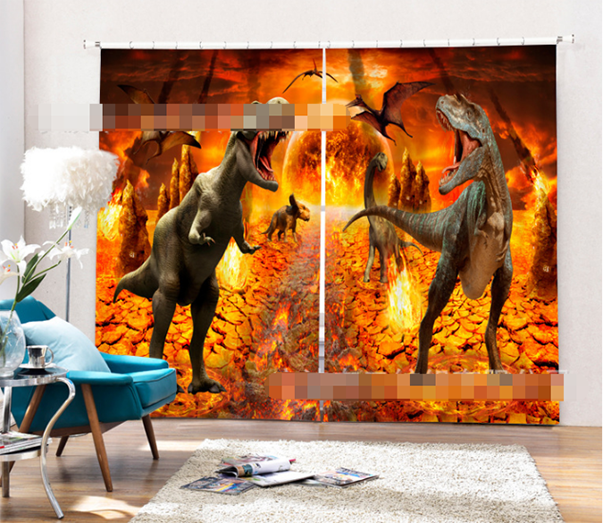 3D Volcanic Dinosaurs 917 Curtains Drapes Wallpaper AJ Wallpaper 