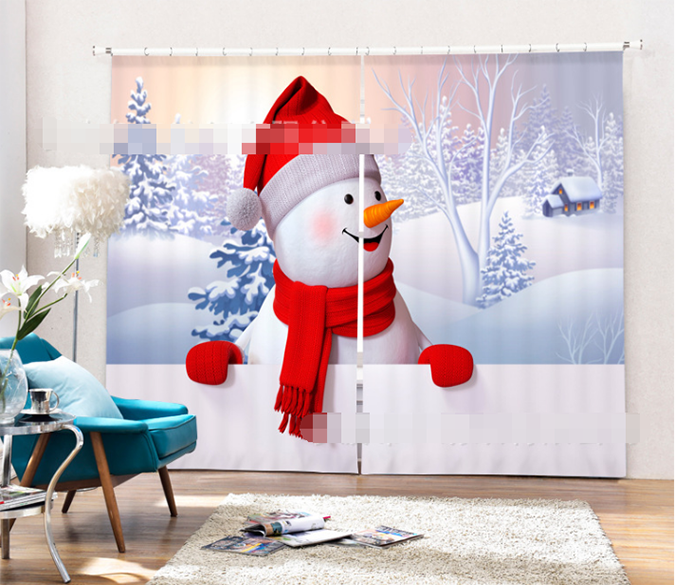 3D Nice Snowman 2038 Curtains Drapes Wallpaper AJ Wallpaper 