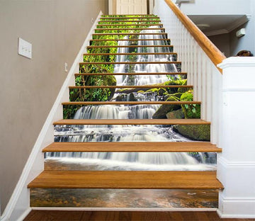 3D Quiet Forest Waterfalls 400 Stair Risers Wallpaper AJ Wallpaper 