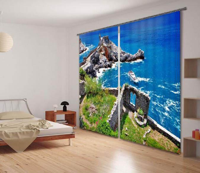 3D Coast Scenery 858 Curtains Drapes Wallpaper AJ Wallpaper 