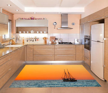 3D Sea Sunset Boat 656 Kitchen Mat Floor Mural Wallpaper AJ Wallpaper 