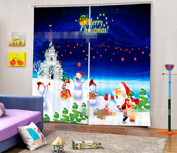 3D Santa Claus And Snowman 2123 Curtains Drapes Wallpaper AJ Wallpaper 