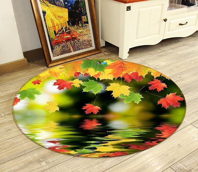 3D Falling Leaves 49 Round Non Slip Rug Mat Mat AJ Creativity Home 