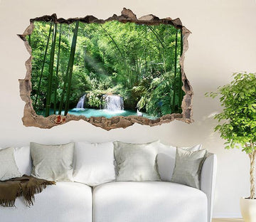 3D Bamboo Forest Lake 328 Broken Wall Murals Wallpaper AJ Wallpaper 