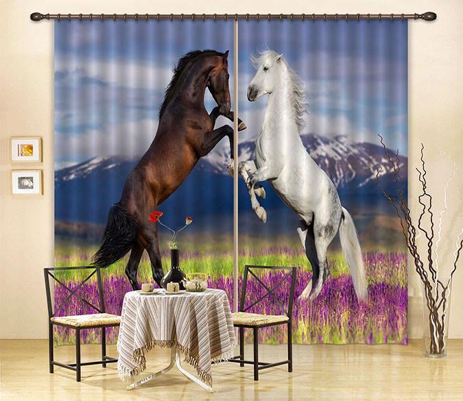 3D Fighting Horses 49 Curtains Drapes Wallpaper AJ Wallpaper 