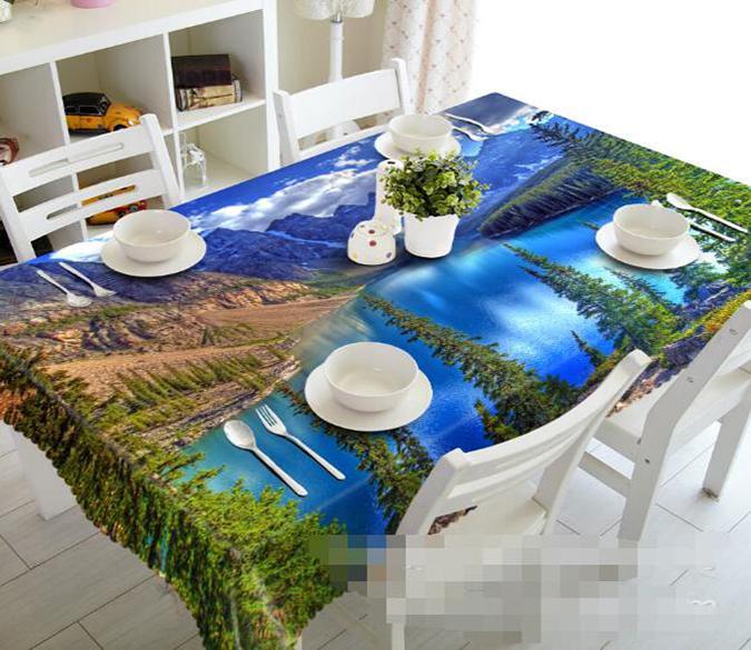 3D Peaceful Blue Lake 1158 Tablecloths Wallpaper AJ Wallpaper 