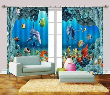 3D Ocean Cave Scenery 2297 Curtains Drapes Wallpaper AJ Wallpaper 