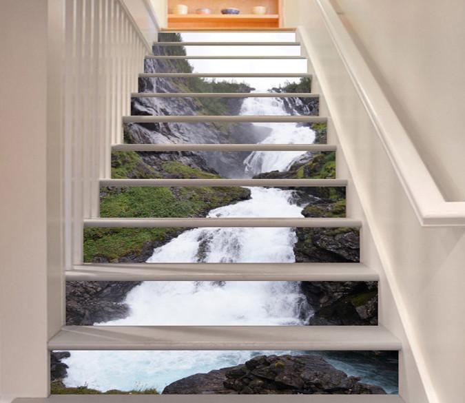 3D Slope Running Stream 555 Stair Risers Wallpaper AJ Wallpaper 