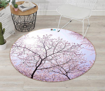 3D Pink Flowers Trees 120 Round Non Slip Rug Mat Mat AJ Creativity Home 