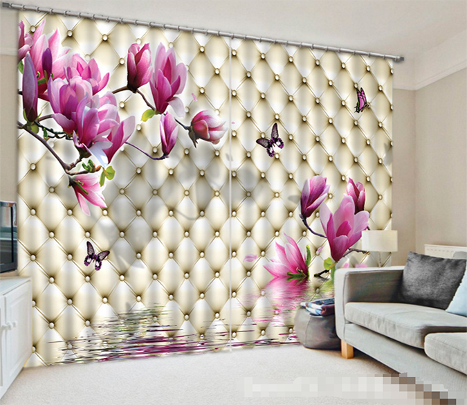 3D Flowers And Oblique Grid 1070 Curtains Drapes Wallpaper AJ Wallpaper 