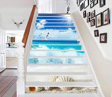 3D Sea Seagulls 1516 Stair Risers Wallpaper AJ Wallpaper 
