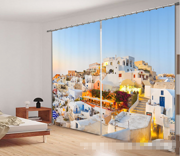 3D Santorini Island 1107 Curtains Drapes Wallpaper AJ Wallpaper 