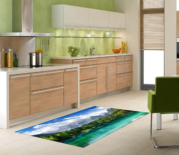 3D Mountain Forest Lake Kitchen Mat Floor Mural Wallpaper AJ Wallpaper 