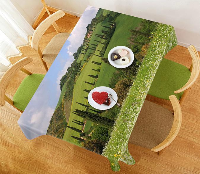 3D Hilly Mountains Flowers 507 Tablecloths Wallpaper AJ Wallpaper 