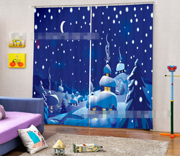3D Lovely Snowing Village 2078 Curtains Drapes Wallpaper AJ Wallpaper 