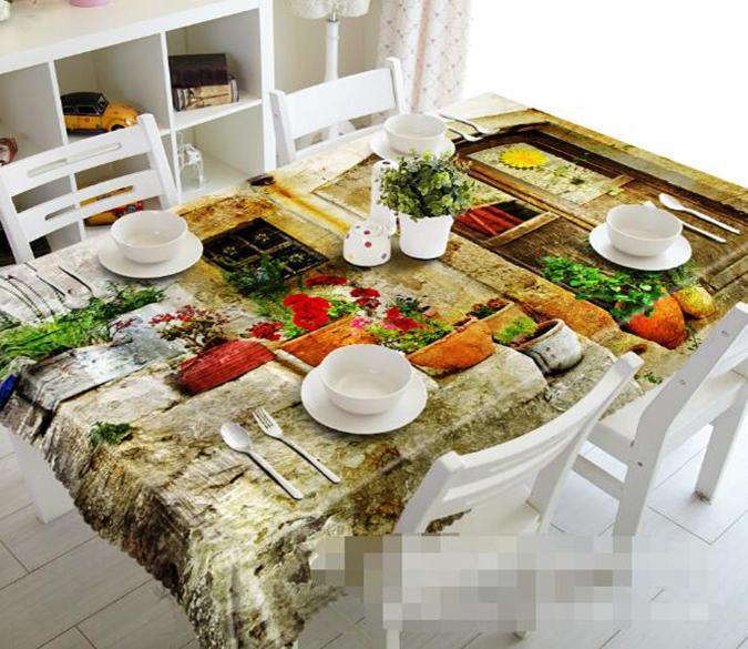 3D Potted Flowers 1102 Tablecloths Wallpaper AJ Wallpaper 